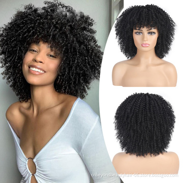samples headband wig vendors synthetic hair black Red blonde short wigs for black women synthetic curly fro wigs